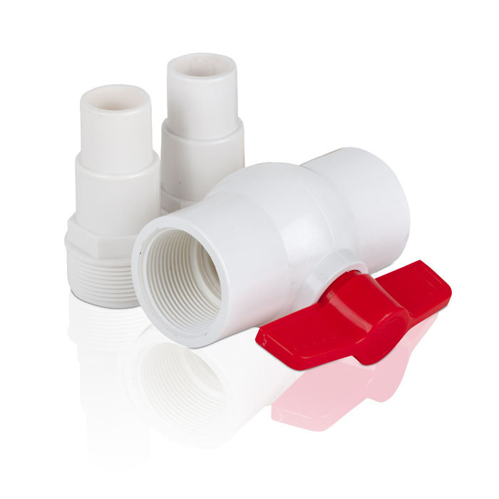 Accesorios para skimmer VÁLVULA BOLA Y 2 CONECTORES ROSCADOS Ø32-38MM