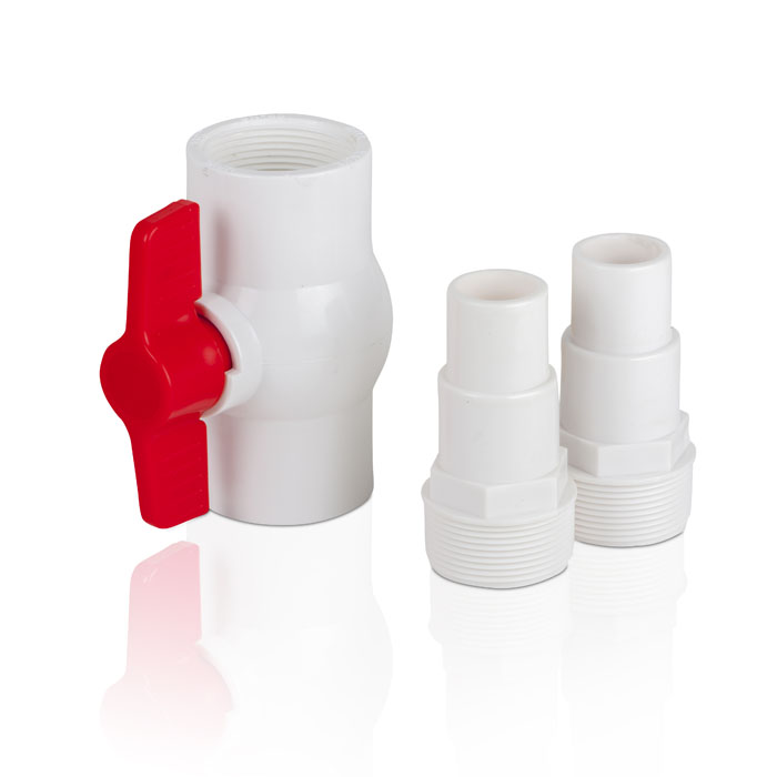 Accesorios para skimmer VÁLVULA BOLA Y 2 CONECTORES ROSCADOS Ø32-38MM - Imagen 2